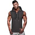 Men's Running Tank Top Workout Tank Pocket Hooded Sleeveless Hoodie Cotton Comfort Breathable Moisture Wicking Fitness Gym Workout Exercise Fitness Sportswear Activewear ArmyGreen Black Gray