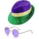 Disco 1980s Outfits Accesories Set Sequins Panama Hat Bow Tie Sunglasses Irish St. Patrick's Day 2023 Men's Women's Costume Vintage Party Evening Carnival