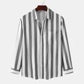 Men's Shirt Button Up Shirt Casual Shirt Summer Shirt Black Royal Blue Blue Red White Gray Long Sleeve Striped Turndown Street Daily Front Pocket Clothing Apparel Stylish Classic Casual