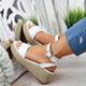 Women's Sandals Wedge Sandals Espadrilles Plus Size Outdoor Club Beach Solid Color Summer Wedge Heel Open Toe Elegant Casual Minimalism Faux Leather Buckle Leopard Print Black White