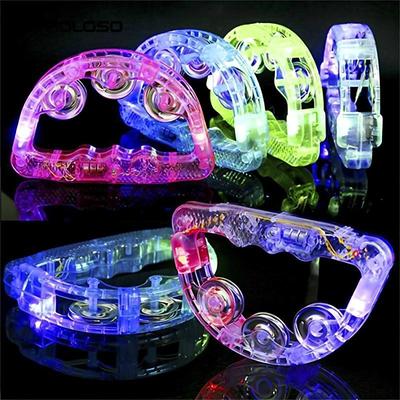 Light Up Tambourine Set, Carnival Flashing Handheld Percussion Instrument for Concerts, Parties, Weddings Birthday Favors