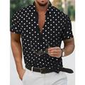 Men's Shirt Button Up Shirt Casual Shirt Summer Shirt Beach Shirt Black White Red White Green Short Sleeve Polka Dot Lapel Daily Vacation Clothing Apparel Fashion Casual Comfortable