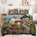 Duvet Cover Mushroom Forest Mexican Folk Art Pattern Duvet Cover Set Soft 3-Piece Luxury Cotton Bedding Set Home Decor Gift