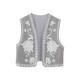 Women's Vest Gilet Party V Neck Embroidered Flower Breathable Streetwear Regular Fit Outerwear Sleeveless Summer White XS