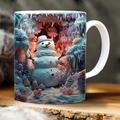3D Snowman Mug Wrap Design, 11oz Mug Template, Hole In A Wall Mug Sublimation Design, Mug Wrap Template, Christmas Gift Xmas Gift