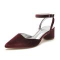Women's Wedding Shoes Pumps Dress Shoes Wedding Party Bridal Shoes Bridesmaid Shoes Chunky Heel Pointed Toe Sexy Minimalism Velvet Buckle Wine Black Pink