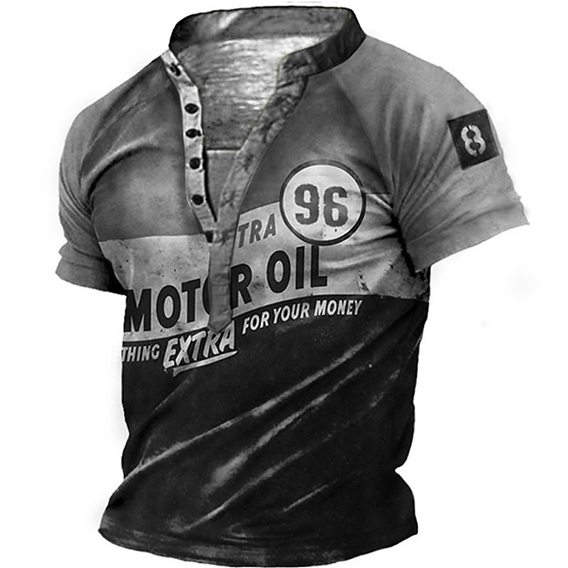 Extra Mens Graphic Shirt 3D Blue Green And Black 96 Neck Tee Henley Vintage Color Block Letter Summer Outdoor Daily Sports Designer Basic Nothing