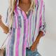 Women's Shirt Blouse Stripes Graphic Prints Street Daily Going out Pink Blue Purple Print Button-Down Classic Shirt Collar Regular Fit Spring Fall Fall Winter