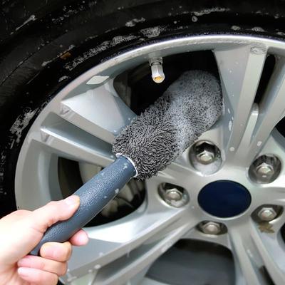 Microfiber Car Tire Brush With Long Handle, Tire Brush, Car Wheel Hub Brush, Wheel Rim Cleaning Brush, Handheld Car Washing Brush, Detailing Brush, Car Maintenance, Cleaning Supplies