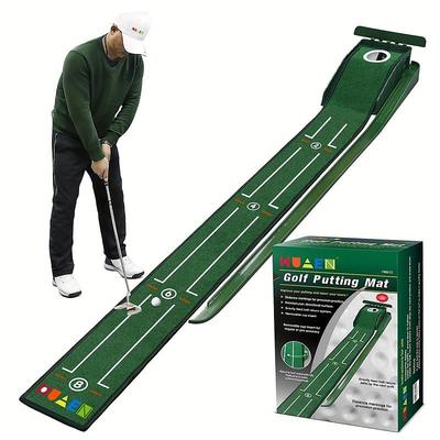 Portable Golf Putting Training Matt For Indoors And Outdoor, 8ft Putting Green With Alignment Guides, Compact Edition, Golf Accessories