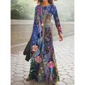 Women's Casual Dress Swing Dress Floral Dress Long Dress Maxi Dress Pink Long Sleeve Floral Print Summer Spring Crew Neck Fashion Summer Dress Daily Date 2023 S M L XL XXL