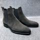 Men's Boots Chelsea Boots Walking Casual Daily Party Evening Suede Cowhide Warm Loafer Black Yellow Grey Fall Winter