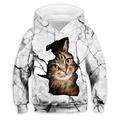 Kids Girls Boys Hoodie Pullover Animal Cat Long Sleeve Pocket Children Top Casual Hoodie Adorable Daily White Yellow Blue Fall 7-13 Years