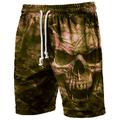 Men's Active Sweat Shorts Terry Shorts Drawstring Elastic Waist Print Skull Graphic Prints Comfort Breathable Short Sports Outdoor Casual Daily Fashion Streetwear Black Yellow Micro-elastic