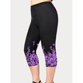 Women's Plus Size Curve Leggings Print Floral Sporty Yoga Casual Daily Natural Calf-Length Spring Summer Green Black Purple L XL XXL 3XL 4XL