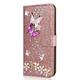 Phone Case For Samsung Galaxy S24 S23 S22 S21 S20 Ultra Plus FE A72 A32 A52 S10 S9 S8 S7 Plus Edge Wallet Case with Stand Holder Flip Rhinestone Heart Glitter Shine Hard PU Leather