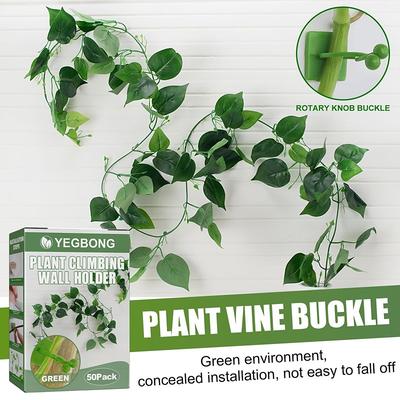 50pcs/box Wall Clips Green Invisible Plant Clips For Climbing Plants With Self-Adhesive Hook, Wall Fixture Vines Branches Wires Cables Holder For Home Decoration