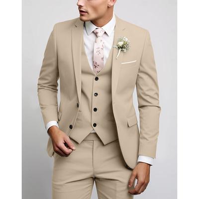 Sage Black Sky Blue Men's Suits Wedding Suits Summer Solid Colored 3 Piece Party Dress Tailored Fit Single Breasted Two-buttons