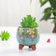 Flower Pattern Vintage Style Ceramic Flower Pot - Hand Painted Succulent Planter with Great Drain Hole - Face Planter, Head Planters for Indoor Plant