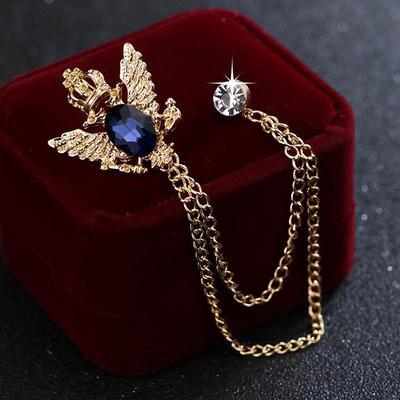 Men's Cubic Zirconia Brooches Stylish Link / Chain Elegant Fashion British Brooch Jewelry Blue Black For Wedding Holiday