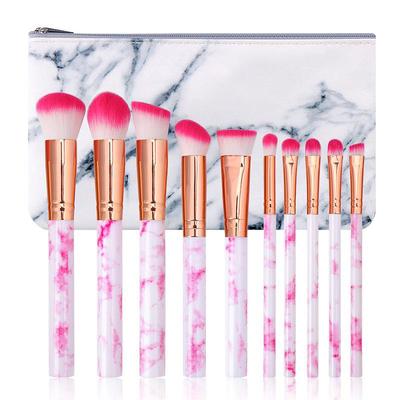 Marble Makeup Brushes Set 10 Pcs Professional Premium Synthetic Kabuki Foundation Cream Face Powder Blush Concealer Eyeshadow Brush