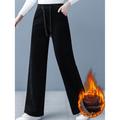 Women's Wide Leg CorduroyFleece Pants Trousers Full Length Fashion Streetwear Outdoor Grey Black M L Fall Winter