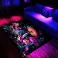 Fantasy Mushroom Blacklight Rug Carpet Floor Mat UV Reactive Glow in the Dark Rug Large Non-Slip Rug Mat Carpet for Room Decor