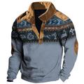 Buffalo Sweater Mens Graphic Hoodie Tribal Prints Daily Ethnic Casual 3D Sweatshirt Pullover Vacation Going Out Streetwear Sweatshirts Blue Sky Brown Long Sleeve Native American Grey Cotton