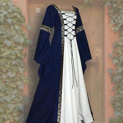 Medieval Renaissance Cocktail Dress Prom Dress Viking Outlander Plus Size Women's Halloween Carnival Masquerade Party LARP Ren Faire Adults' Dress