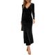 Women's Christmas Prom Dress Party Dress Velvet Dress Long Dress Maxi Dress Black Wine Dark Green Long Sleeve Pure Color Ruched Spring Fall Winter V Neck