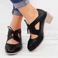 Women's Heels Sandals Oxfords Plus Size Sandals Boots Summer Boots Office Work Daily Solid Color Booties Ankle Boots Summer Chunky Heel Pointed Toe Elegant Vintage Fashion PU Lace-up Black Brown Gray