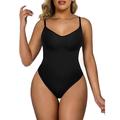 Women's Plus Size Bodysuits Body Shaper Pure Color Fashion Hot Vacation Gyms Nylon Breathable Straps Sleeveless Backless Summer Spring Black long Black briefs