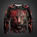 Golden Tiger Men's 3D Style 3D Printed Pullover Sweatshirt Holiday Vacation Going out Sweatshirts Light Green Red Crew Neck Print Spring Fall Designer Hoodie Sweatshirt