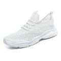 Men's Shoes Sneakers Plus Size Flyknit Shoes White Shoes Running Walking Sporty Athletic Mesh Breathable Lace-up Black White Blue Summer Spring