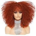 16 Inch Curly Wig With Bangs Afro Curly Wigs for Black Women Afro Kinky Wig Synthetic Fiber Glueless Full and Fluffy Long Curly Wig for Fashion Women