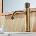 Bathroom Sink Mixer Faucet Single Knob, Vintage Mono Basin Taps Brass Deck Mounted, Monobloc Single Handle One Hole Vessel Water Tap with Hot Cold Water Hose Washroom