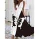 Women's Prom Dress Party Dress Wedding Guest Dress Long Dress Maxi Dress Black White Dark Gray Sleeveless Floral Print Summer Spring Fall V Neck Fashion Evening Party Wedding Guest Vacation 2023 S M