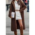 Women's Long Teddy Coat Fall Sherpa Jacket Warm Fleece Daily Going out Button Pocket Buttoned Front Hoodie Casual Solid Color Regular Fit Outerwear Long Sleeve Winter Black Brown Chocolate S M L XL