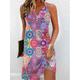 Women's Tank Dress Summer Dress Floral Print Button Split Neck Mini Dress Active Vintage Outdoor Daily Sleeveless Regular Fit Blue Light Purple Purple Summer Spring S M L XL XXL