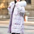 Kids Girls' Down Coat Kids Puffer Jacket Active Zipper School Coat Outerwear 4-13 Years Winter Leopard purple leopard printgreen Leopard printpink