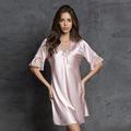 Women's Pajamas Nightgown Nighty Pjs 1 PCS Pure Color Simple Casual Comfort Party Home Daily Satin Gift V Neck Short Sleeve Vintage Style Summer Spring Light Pink Pink