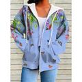 Women's Hoodie Jacket Breathable Comfortable Outdoor Street Sport Print Pocket Drawstring Zipper Hoodie Sports Daily Casual Floral Regular Fit Outerwear Long Sleeve Fall Winter White Yellow Pink S M