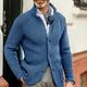 Men's Sweater Cardigan Sweater Jacket Blazer Waffle Knit Stand Collar Cropped Knitted Solid Color Long Sleeve Basic Stylish Outdoor Daily Clothing Apparel Fall Winter Blue Khaki S M L