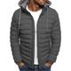 Men's Black Hoodie Bubble Coats Puffer Plain Jackets Winter Warm Quilted Zip Up Outwear Lightweight Padded Puffer Jacket with Hood Solid Jackets Thick Coat Winter Jacket Windproof Climbing Fishing