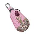 1pc Luxury Flower Car Key Holder Storage Case Crystal Keychains Key Cover Key Bag