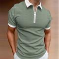 Men's Polo Shirt Lapel Polo Zip Polo Golf Shirt Graphic Prints Geometry Turndown Blue Green Khaki Light Grey Gray Outdoor Street Short Sleeves Print Zipper Clothing Apparel Fashion Designer Casual