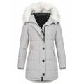 Women's Parka Puffer Jacket Winter Coat Zip up Hooded Coat with Fur Collar Thermal Warm Heated Coat Fall Outerwear with Pockets Classic Long Sleeve Black White