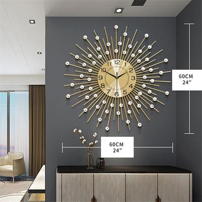 Large Wall Clock Metal Decorative Silent Non-Ticking Big Clocks Modern Home Decorations for Living Room Bedroom Dining Room Office