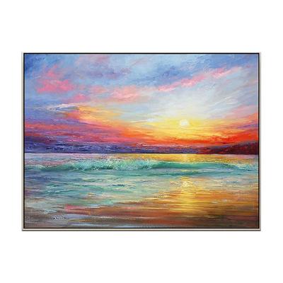 Oil Painting Handmade Hand Painted Wall Art Seascape Sunrise Abstract Bedroom Decoration Paintings Home Decoration Decor Stretched Frame Ready to Hang