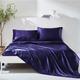 4-Piece Bed Sheets Set Deep Pocket Luxury Silk Satin Cooling Soft Plain Includes 1 Flat Sheet 1 Fitted Sheet 2 Pillowcase Suit